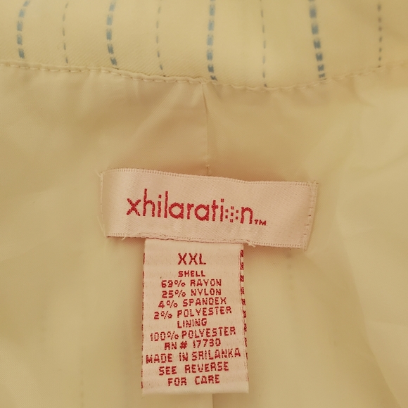 Vintage Y2K Xhilaration Cream With Baby Blue Pinstripes Size XXL Classic Preppy - Picture 8 of 12